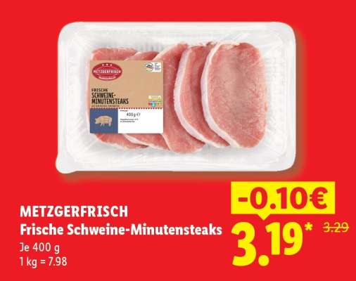 Metzgerfrisch Frische Schweine- Minutensteaks