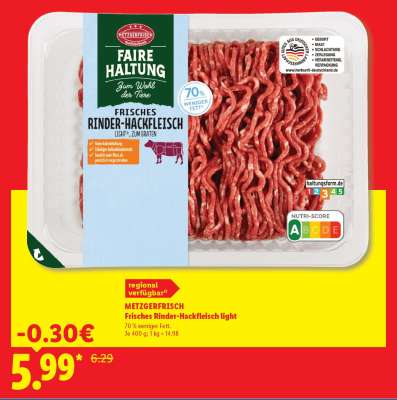 METZGERRFRISCH Frisches Rinder-Hackfleisch light