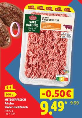 Metzgerfrisch Frisches Rinder- Hackfleisch