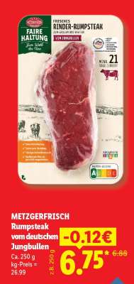 Metzgerfrisch Rumpsteak vom deutschen Jungbullen