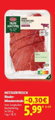 Metzgerfrisch Rinder- Minutensteaks