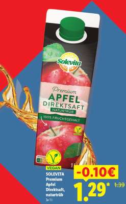 Solevita Premium Apfel Direktsaft, naturtrüb