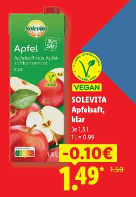 Solevita Apfelsaft klar