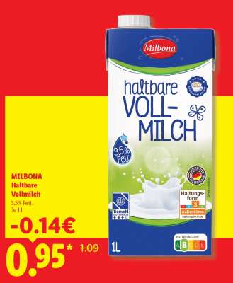 Milbona Haltbare Vollmilch