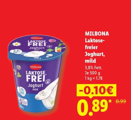 Milbona Laktose-freier Joghurt, mild