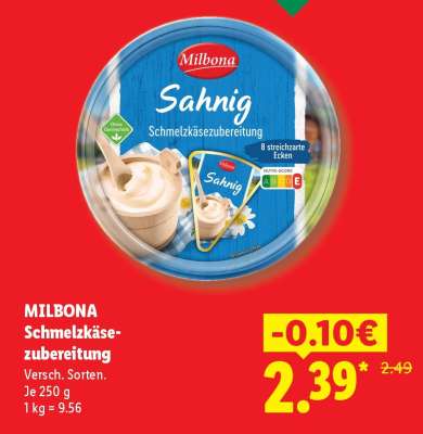 Milbona Schmelzkäsezubereitung