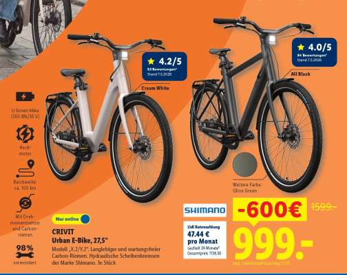 CRIVIT Urban E-Bike, 27,5"