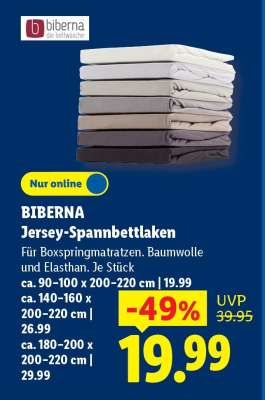 biberna Jersey-Spannbettlaken