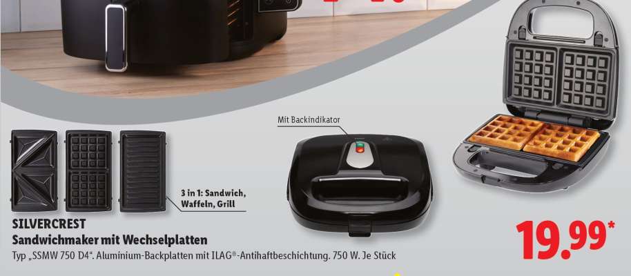 Silvercrest Sandwichmaker mit Wechselplatten