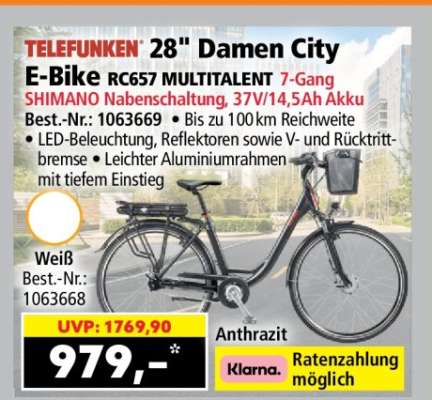 TELEFUNKEN 28" Damen City E-Bike RC657 MULTITALENT