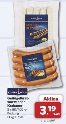 Geflügelbratwurst oder Krakauer