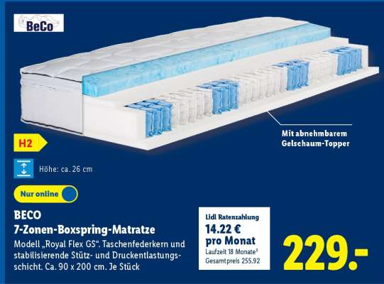 BeCo 7-Zonen-Boxspring-Matratze