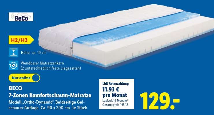 BeCo 7-Zonen-Komfortschaum-Matratze