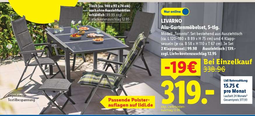 LIVARNO Alu-Gartenmöbelset, 5-tlg.