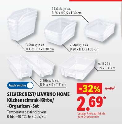 SILVERCREST/LIVARNO HOME Küchenschrank-Körbe/-Organizer/-Set