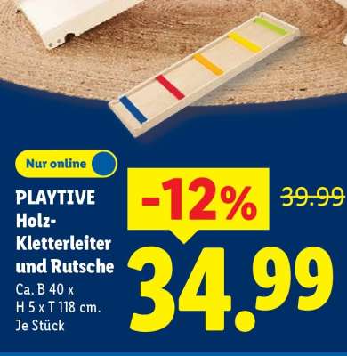 PLAYTIVE Holz-Kletterleiter und Rutsche