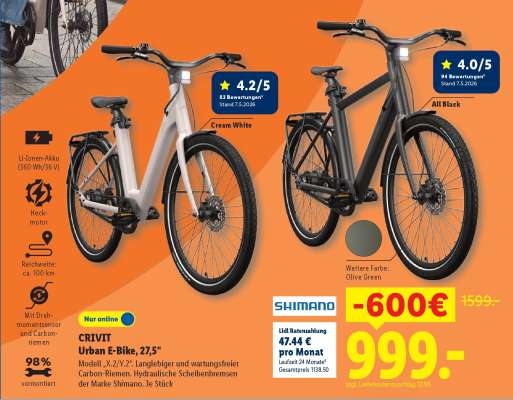 CRIVIT Urban E-Bike, 27,5"