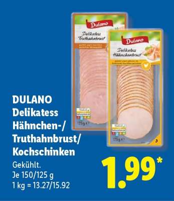 Dulano Delikatess Hähnchen-/Truthahnbrust/Kochschinken