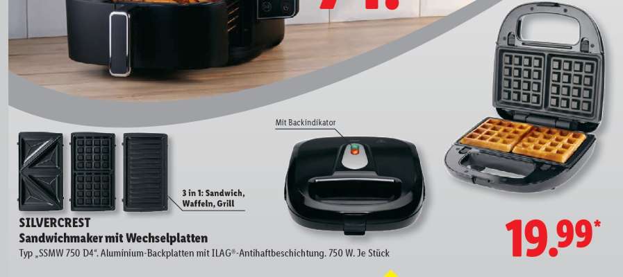 Silvercrest Sandwichmaker mit Wechselplatten