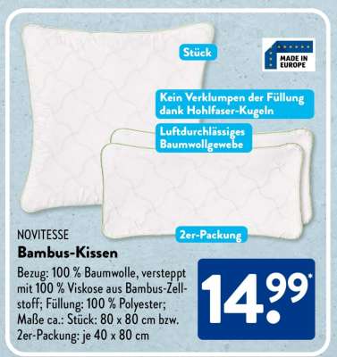 NOVITESSE Bambus-Kissen
