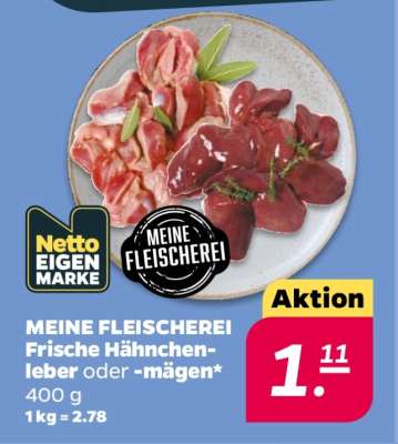 Meine Fleischerei Frische Hähnchenleber oder -mägen