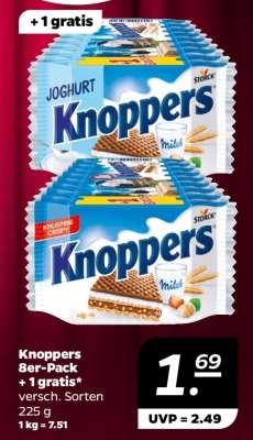 Knoppers 8er-Pack + 1 gratis
