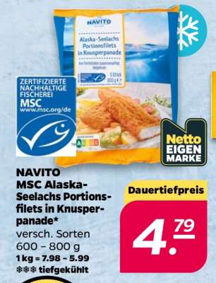 NAVITO MSC Alaska-Seelachs Portionsfilets in Knusperpanade