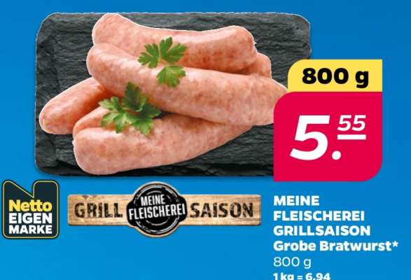 Meine Fleischerei GRILLSAISON Grobe Bratwurst