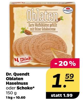 Dr. Quendt Oblaten Haselnuss oder Schoko