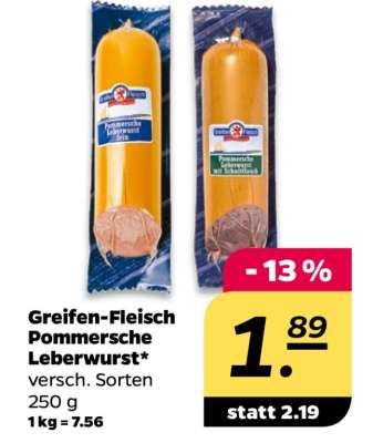 Greifen Fleisch Pommersche Leberwurst*