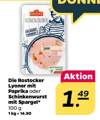 Die Rostocker Lyoner mit Paprika oder Schinkenwurst mit Spargel