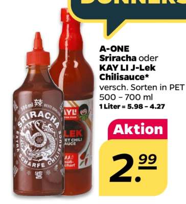 A-ONE Sriracha oder KAY LI J-Lek Chilisauce