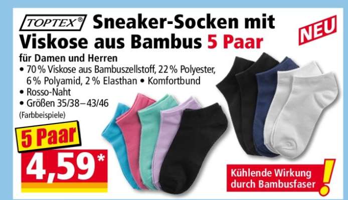 Sneaker-Socken mit Viskose aus Bambus 5 Paar
