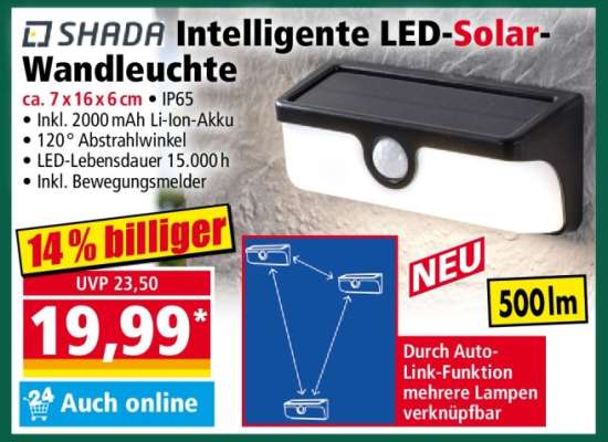 SHADA Intelligente LED-Solar-Wandleuchte