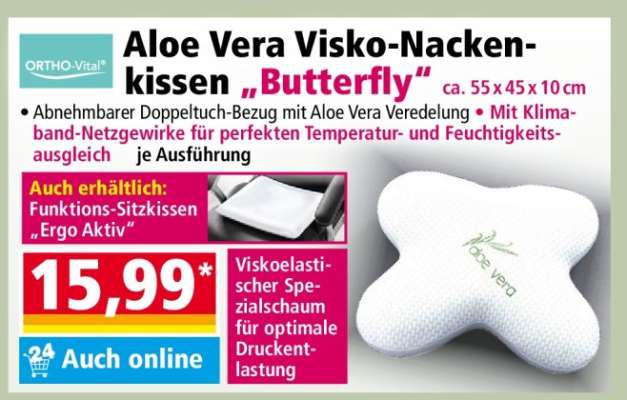 Aloe Vera Visko-Nackenkissen "Butterfly"