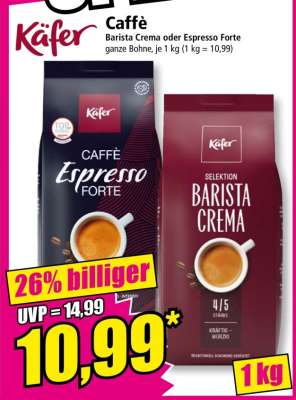 Käfer Caffè Barista Crema oder Espresso Forte