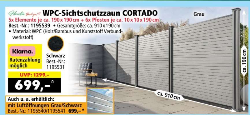 WPC-Sichtschutzzaun CORTADO