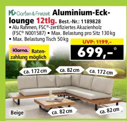 Aluminium-Ecklounge 12tlg.