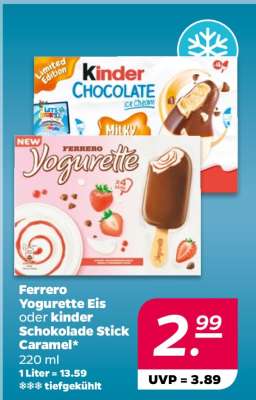 Ferrero Yogurette Eis oder kinder Schokolade Stick Caramel
