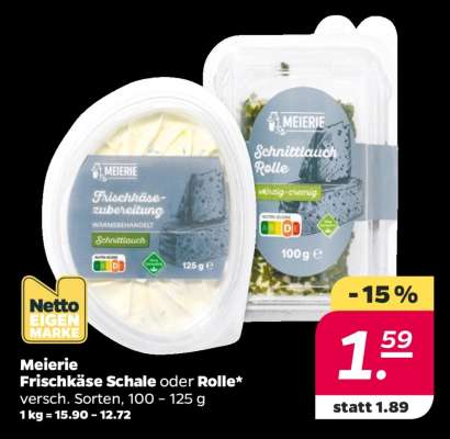 Meierie Frischkäse Schale oder Rolle