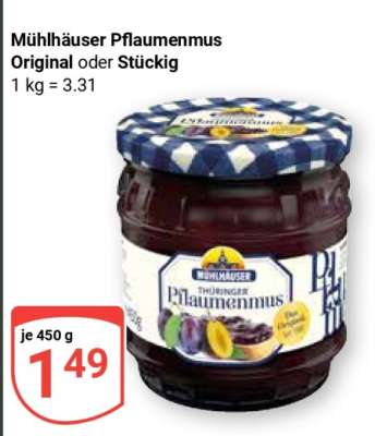 Mühlhäuser Pflaumenmus Original oder Stückig