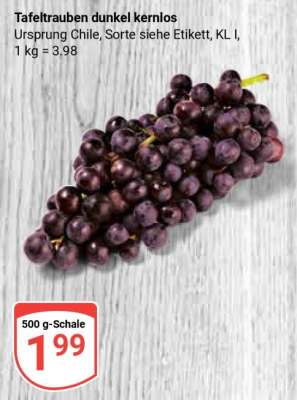 Tafeltrauben dunkel kernlos