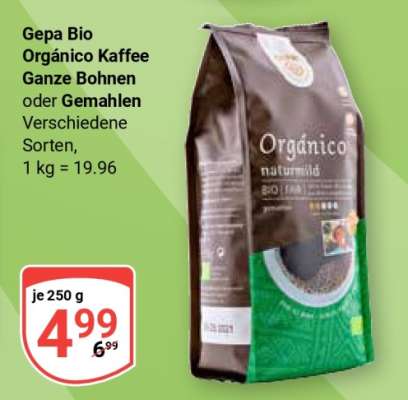 Gepa Bio Orgánico Kaffee Ganze Bohnen oder Gemahlen
