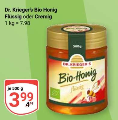 Dr. Krieger's Bio Honig Flüssig oder Cremig