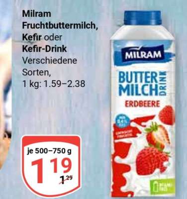 Milram Fruchtbuttermilch, Kefir oder Kefir Drink