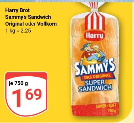 Harry Brot Sammy‘s Sandwich Original oder Vollkorn