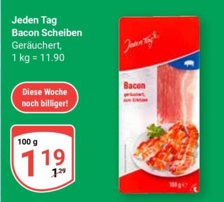 Jeden Tag Bacon Scheiben