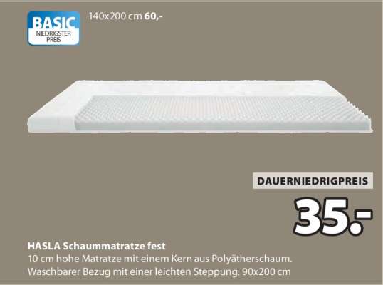 HASLA Schaumstoffmatratze fest