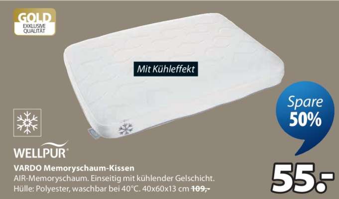 WELLPUR VARDO Memoryschaum-Kissen