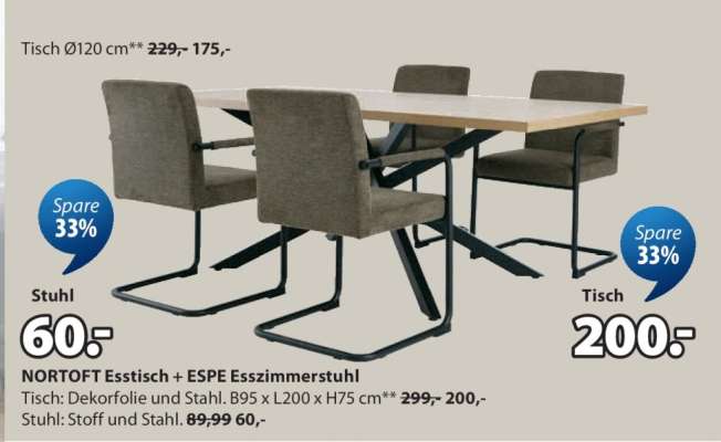 NORTOFT Esstisch + ESPE Esszimmerstuhl